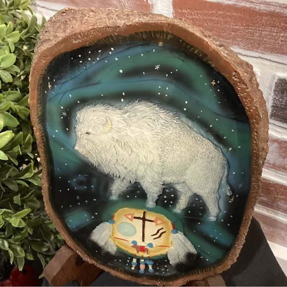 🟡 Stunning Buffalo Indian Headdress Stars & Sky Heavy Resin Wall Decor - Wow - Picture 4 of 11